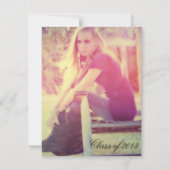 国のレースの素朴な卒業の写真の招待 招待状 (裏面)