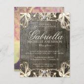 国のレースの素朴な卒業の写真の招待 招待状 (正面/裏面)