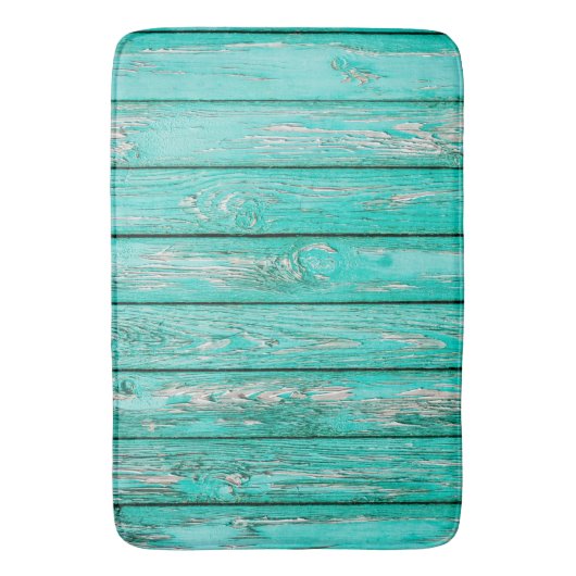 国のヴィンテージの動揺してで古い青緑木 バスマット (正面縦)