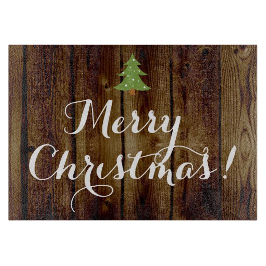国のヴィンテージの木製のメリークリスマス カッティングボード (正面)
