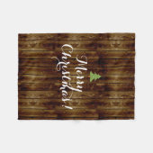 国のヴィンテージの木製のメリークリスマス フリースブランケット (正面(横))