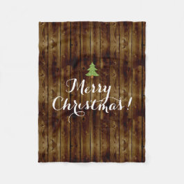 国のヴィンテージの木製のメリークリスマス フリースブランケット