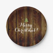 国のヴィンテージの木製のメリークリスマス ペーパープレート (正面)