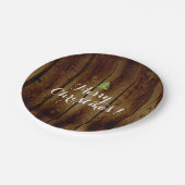 国のヴィンテージの木製のメリークリスマス ペーパープレート (アングル)