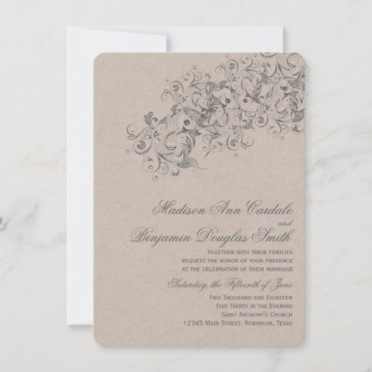 国のヴィンテージ素朴が盛んな結婚式の誘い 招待状 (正面)