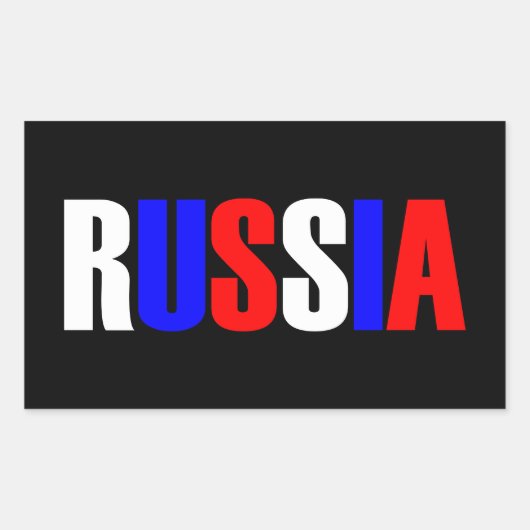 国の三色旗のロシア語の単語 長方形シール (正面)