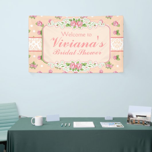 国の上品、モモのばら色のブライダルシャワーの旗 横断幕 (トレードショー)