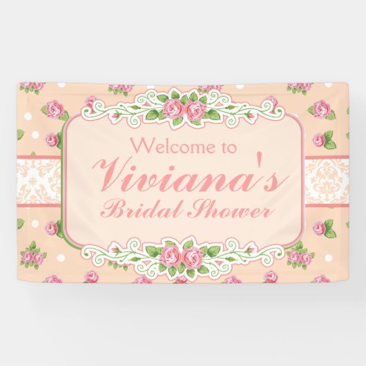 国の上品、モモのばら色のブライダルシャワーの旗 横断幕 (横)