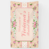 国の上品、モモのばら色のブライダルシャワーの旗 横断幕 (縦)