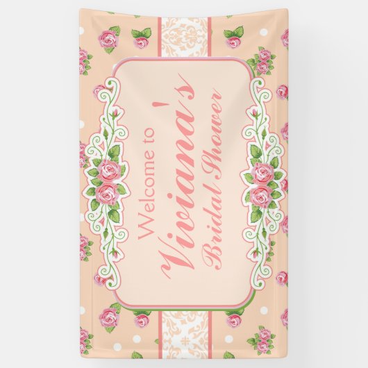 国の上品、モモのばら色のブライダルシャワーの旗 横断幕 (縦)