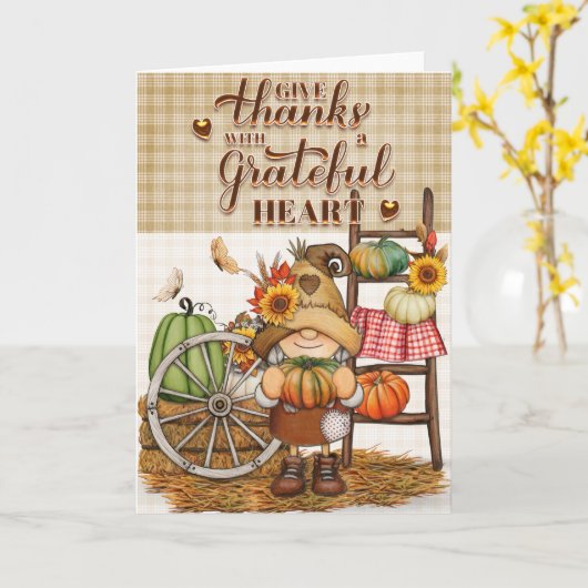 国の与え感謝してい格言とハート カード (黄色い花)