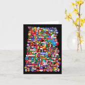 国の世界の国旗 カード (黄色い花)