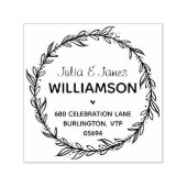 国の住所モダンの葉のリース セルフインキングスタンプ (デザイン)