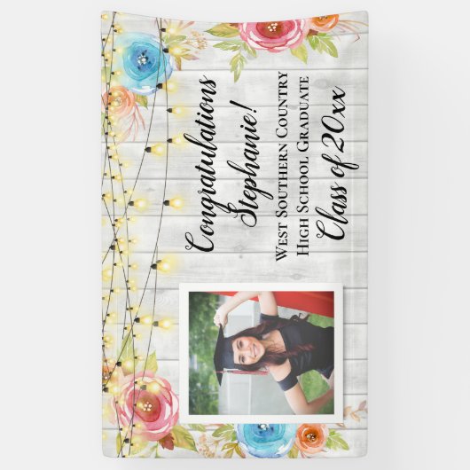 国の写真パーソナライズされた卒業バナー記号 横断幕 (縦)