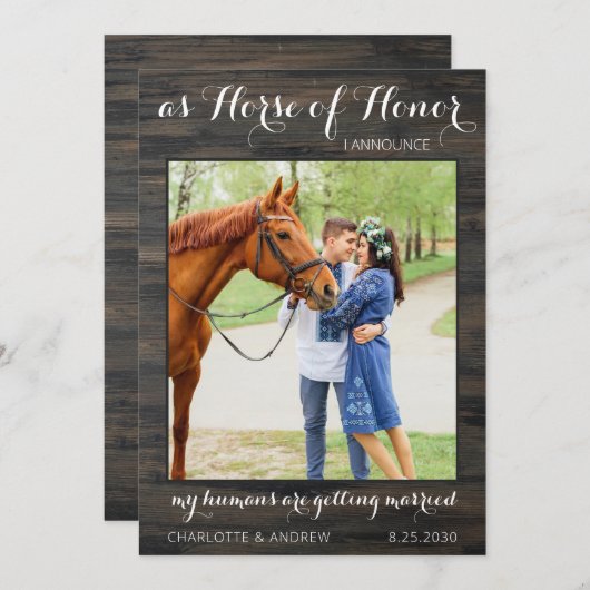 国の写真素朴ペット馬の個人用設結婚定 セーブザデート (正面/裏面)