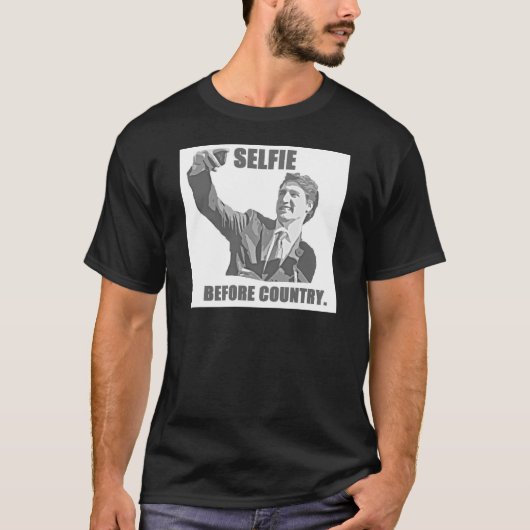 国の前のSelfie - Trudeau Tシャツ (正面)