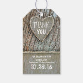 国の古素朴い木のハートありがとうラベル ギフトタグ (正面)