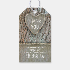 国の古素朴い木のハートありがとうラベル ギフトタグ