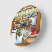 国の台所窓、オンドリ ラウンド壁時計 (傾斜)