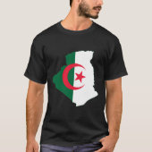 国の地図にあるアルジェリア国旗 Tシャツ (正面)