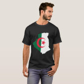 国の地図にあるアルジェリア国旗 Tシャツ (正面フル)