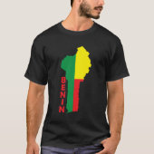 国の地図にあるベナン国旗 Tシャツ (正面)