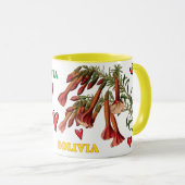 国の地図におけるボリビア国旗 マグカップ (正面右)