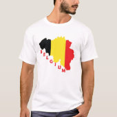 国の地図に描かれているベルギー国旗 Tシャツ (正面)