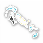 国の地図のバハマ国旗 シール (正面)