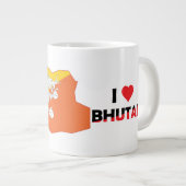 国の地図のブータン国旗 ジャンボコーヒーマグカップ (正面右)