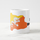 国の地図のブータン国旗 ジャンボコーヒーマグカップ (正面)