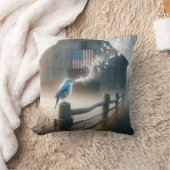 国の垣根で歌うブルーバード クッション (ブランケット)