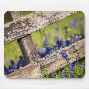 国の塀のまわりのテキサス州Bluebonnets マウスパッド