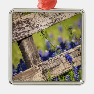 国の塀のまわりのテキサス州Bluebonnets メタルオーナメント