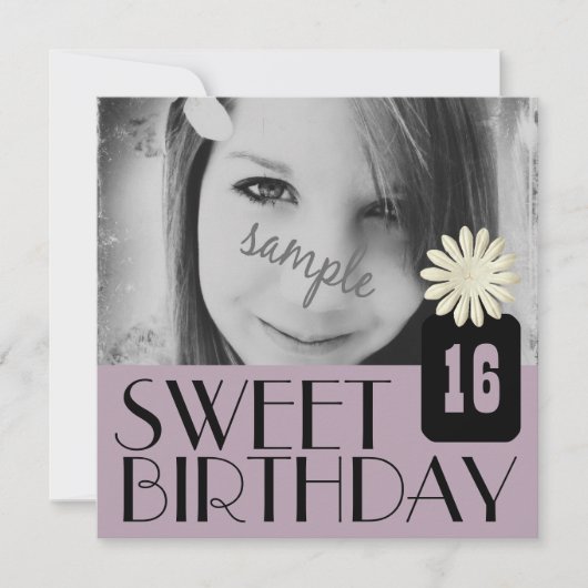 国の女の子のための紫色の菓子第16のパーティー 招待状 (正面)