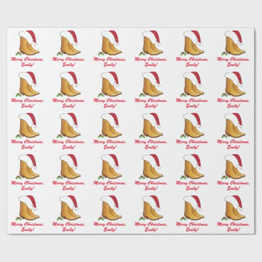 国の女性のカーボーイの帽子はカスタマイズ可能なクリスマスを追い出します ラッピングペーパー (フラット)