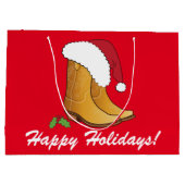 国の女性のカーボーイの帽子は幸せな休日を追い出します ラージペーパーバッグ (裏面)