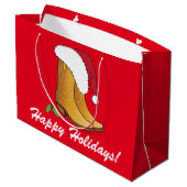 国の女性のカーボーイの帽子は幸せな休日を追い出します ラージペーパーバッグ (裏面アングル)