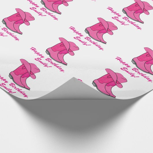 国の女性のカーボーイはカスタマイズ可能な帽子の誕生日を追い出します ラッピングペーパー (角)