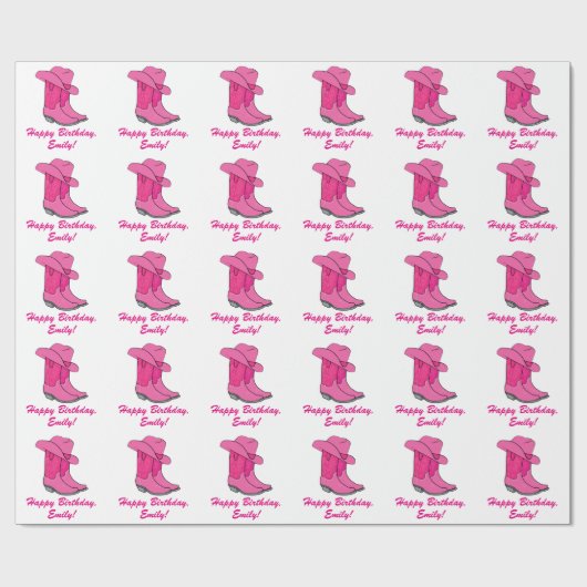 国の女性のカーボーイはカスタマイズ可能な帽子の誕生日を追い出します ラッピングペーパー (フラット)