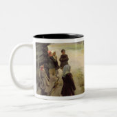 国の女性教師の到着 ツートーンマグカップ (左)