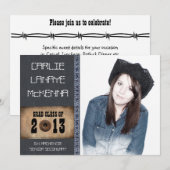 国の恋人の女の子の卒業生のデニムのジーンのスタイル 招待状 (正面/裏面)