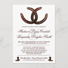 国の招待を結婚する西部の蹄鉄のブーツ 招待状