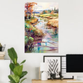 国の景観水絵を描色 ポスター (ホームオフィス)