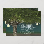 国の木素朴の文字列ライトリハーサルディナー 招待状 (正面/裏面)