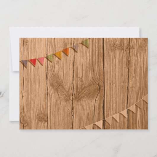 国の木製の旗布の引っ越し祝いパーティーのパーティの招待状 招待状 (裏面)