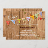 国の木製の旗布の引っ越し祝いパーティーのパーティの招待状 招待状 (正面/裏面)