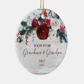 国の木製の素朴な冬の花の新しい祖父母 セラミックオーナメント (右)