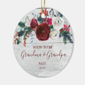 国の木製の素朴な冬の花の新しい祖父母 セラミックオーナメント (左)