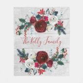 国の木製の素朴な冬花の居心地のよい家族のギフト フリースブランケット (正面)